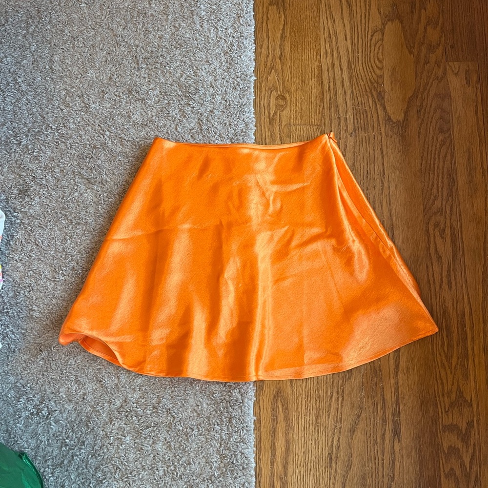Orange Satin Skirt